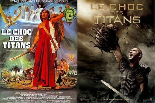 Les affiches des deux version de :« Le Choc des Titans »
